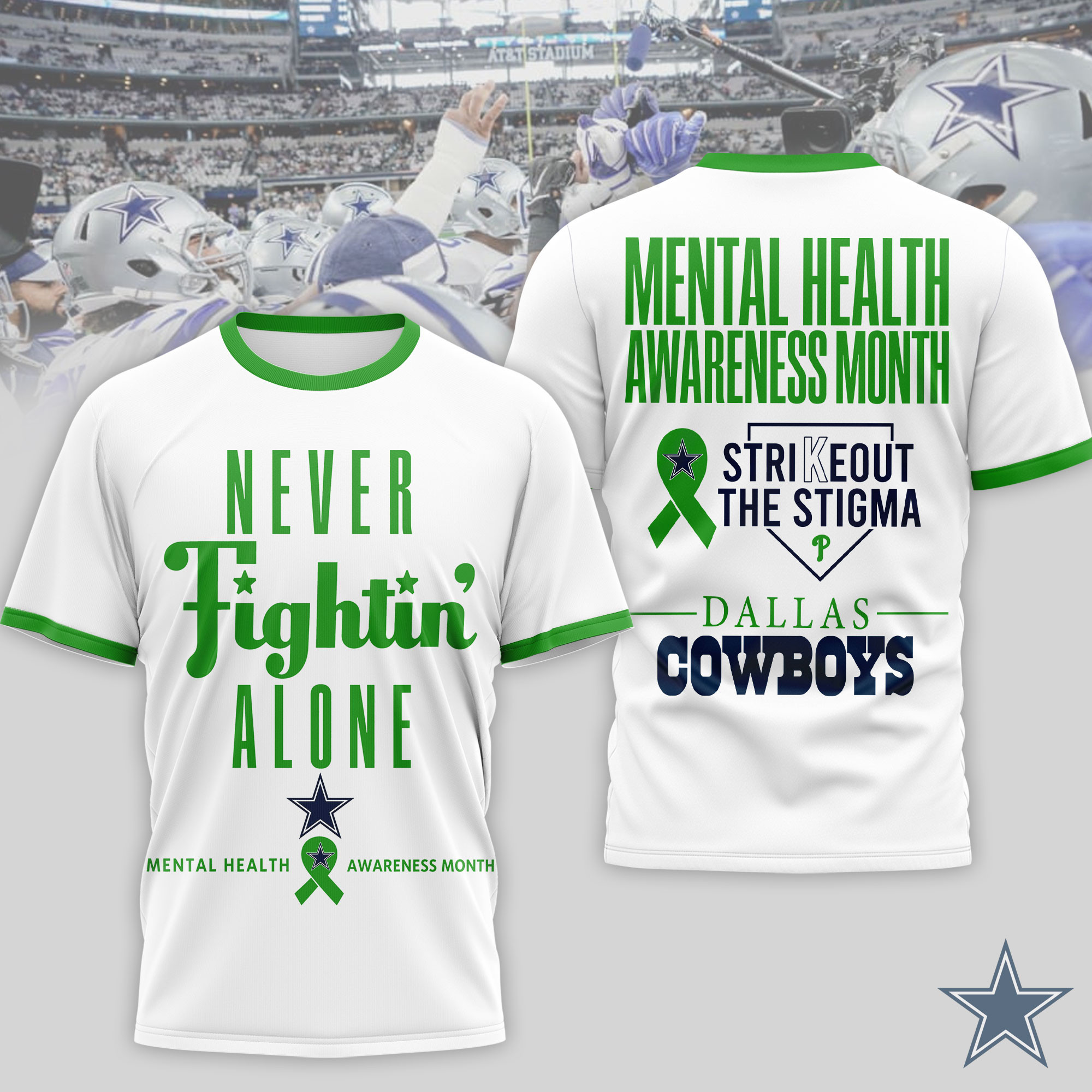 Dallas Cowboys x Premium NFL Mental Health Matters 3D T-Shirt – Limited Edition TTH200509 - Image 2