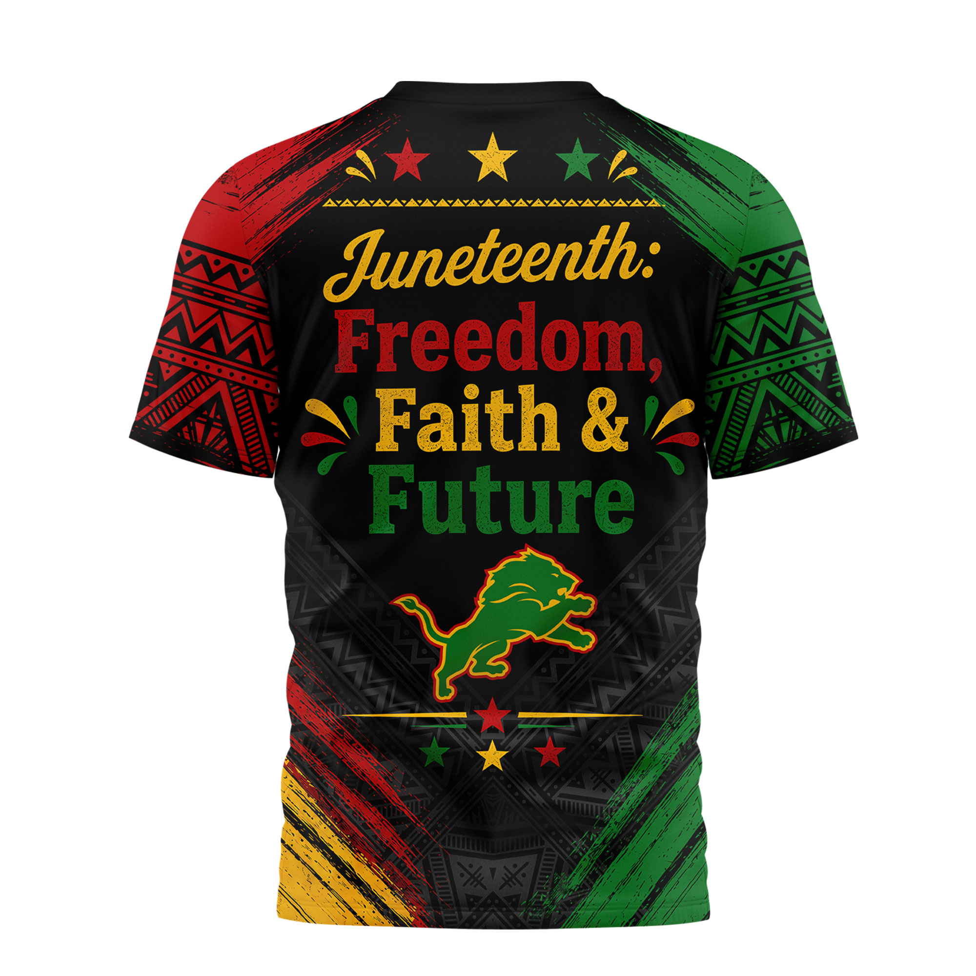 Detroit Lions x Premium NFL Juneteeth Freedom Faith & Future 3D T-Shirt – Limited Edition TTH200504 - Image 3