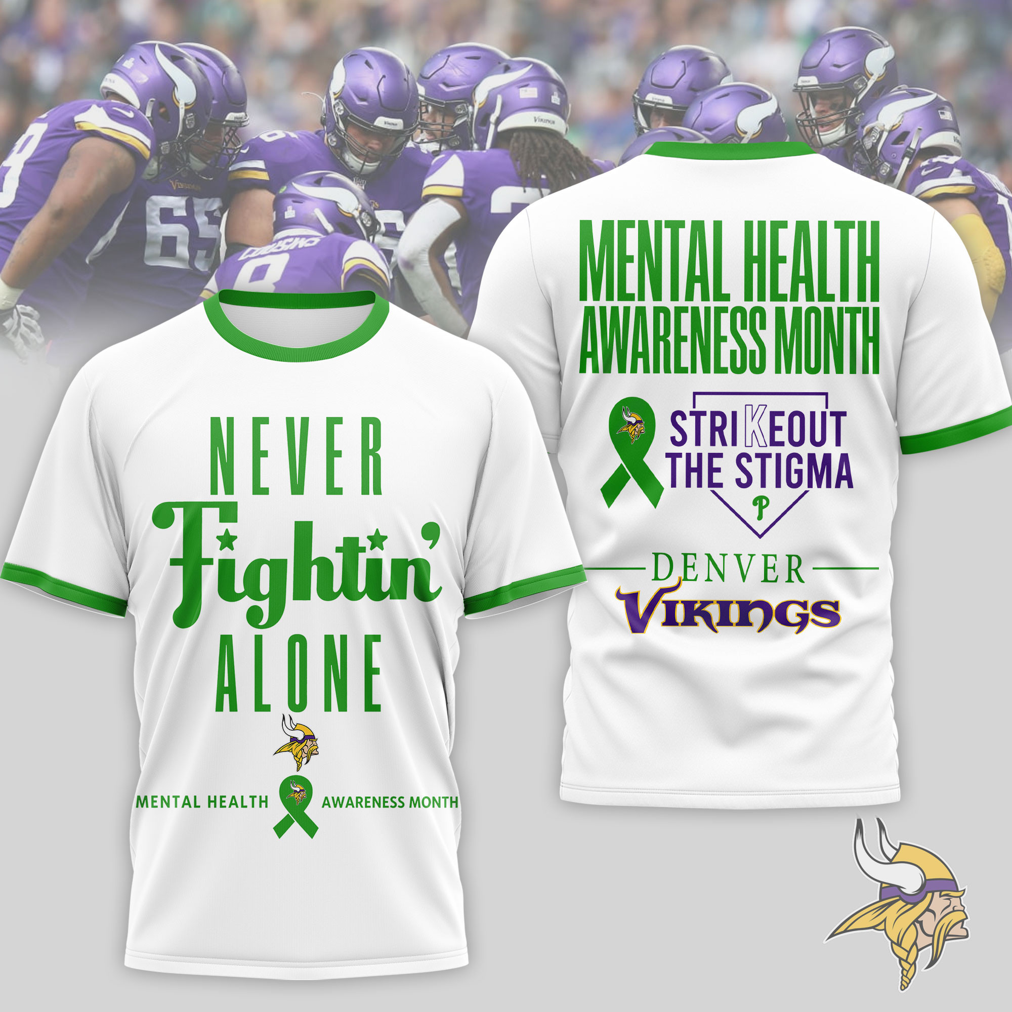 Minnesota Vikings x Premium NFL Mental Health Matters 3D T-Shirt – Limited Edition TTH200509 - Image 2