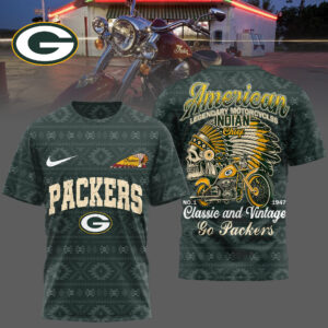 Green Bay Packers x Premium NFL Indian Motorcycle 3D T-Shirt – Limited Edition TTH200501