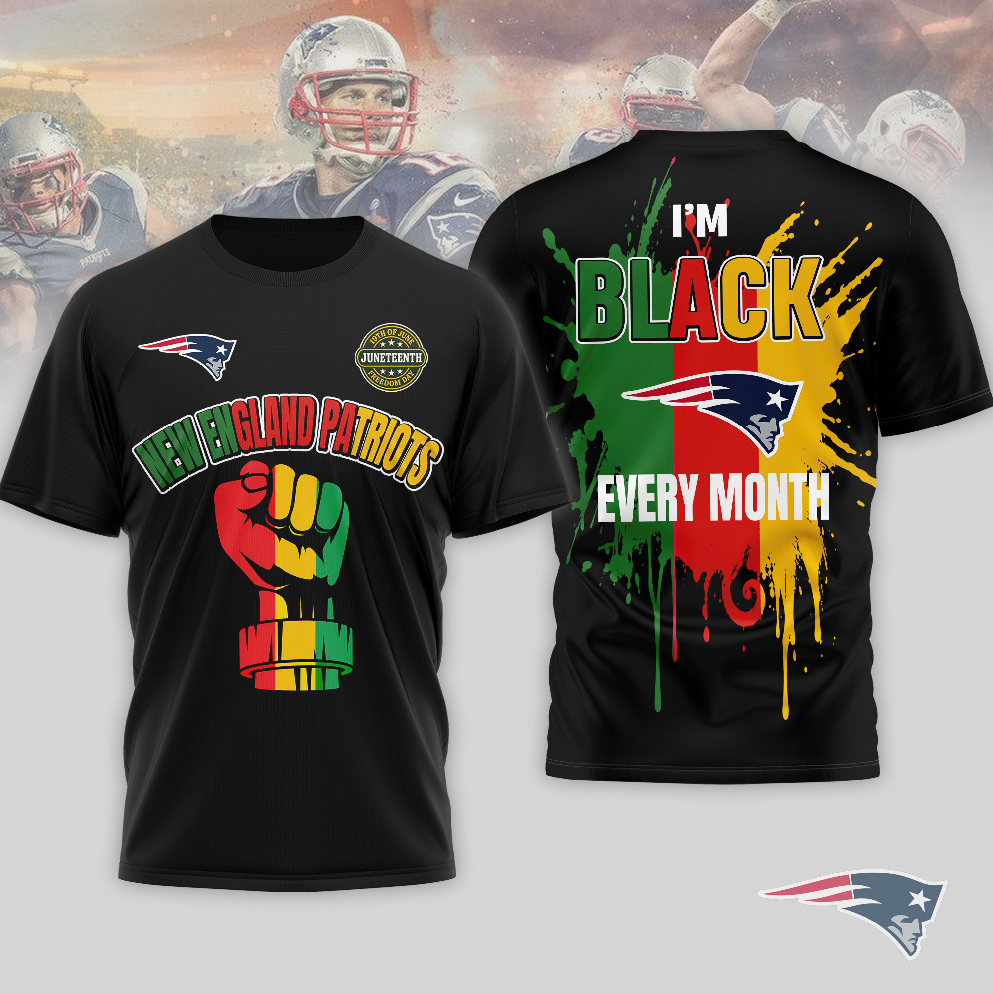 New England Patriots x Premium NFL Juneteenth Freedom Day 3D T-Shirt – Limited Edition TTH200512