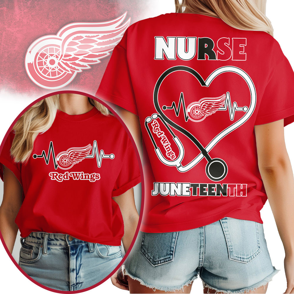 Detroit Red Wings | Premium NHL Nurse Appreciation Juneteenth 3D Shirt TTH200533 - Image 3