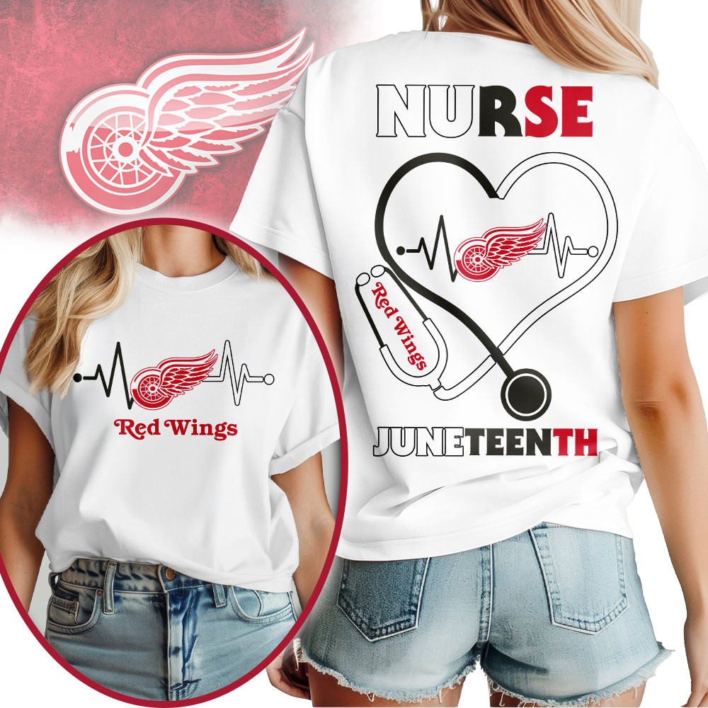 Detroit Red Wings | Premium NHL Nurse Appreciation Juneteenth 3D Shirt TTH200533 - Image 2