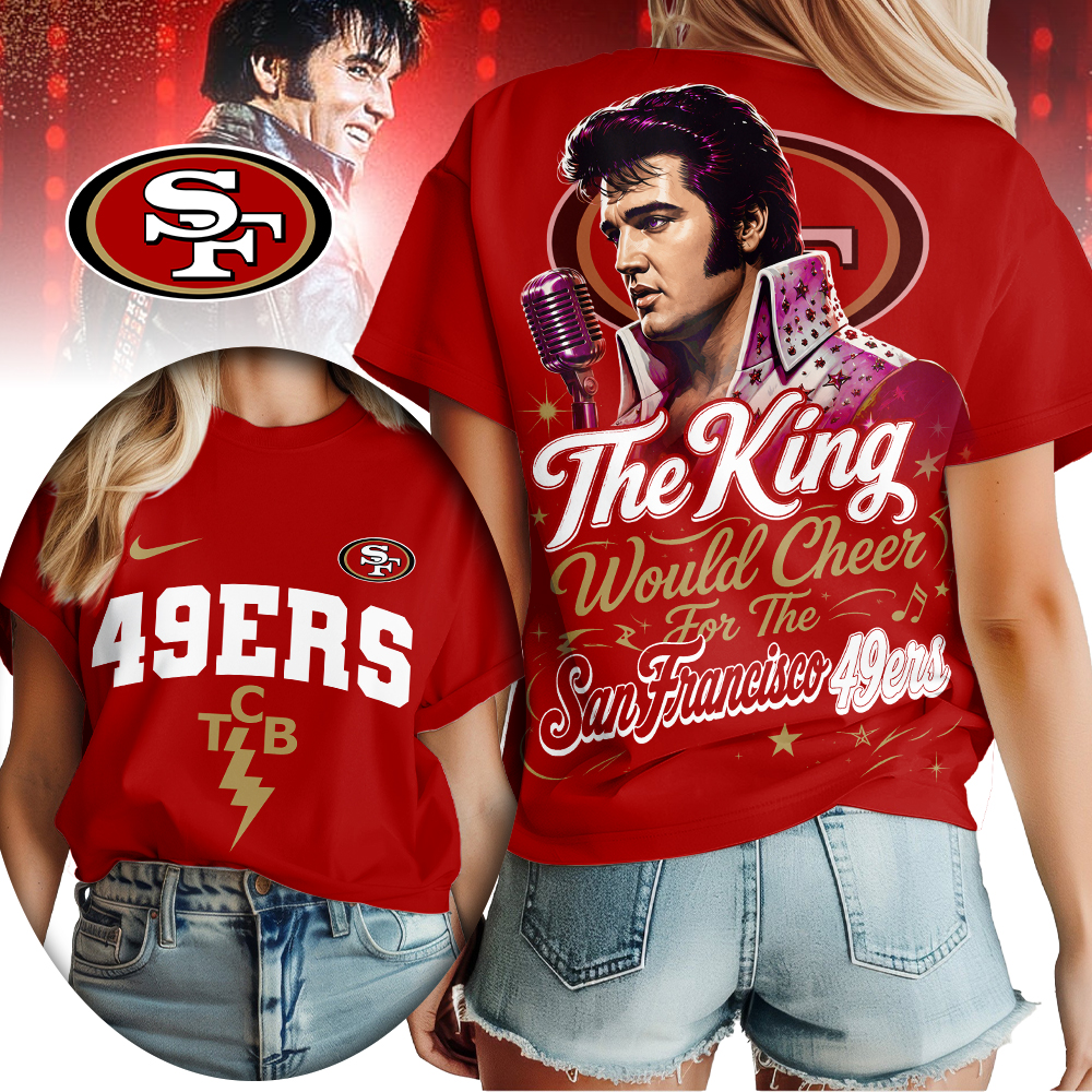 San Francisco 49ers x Premium NFL Elvis Presley The King Women T-Shirt – Gift for Fans TTH200515 - Image 3