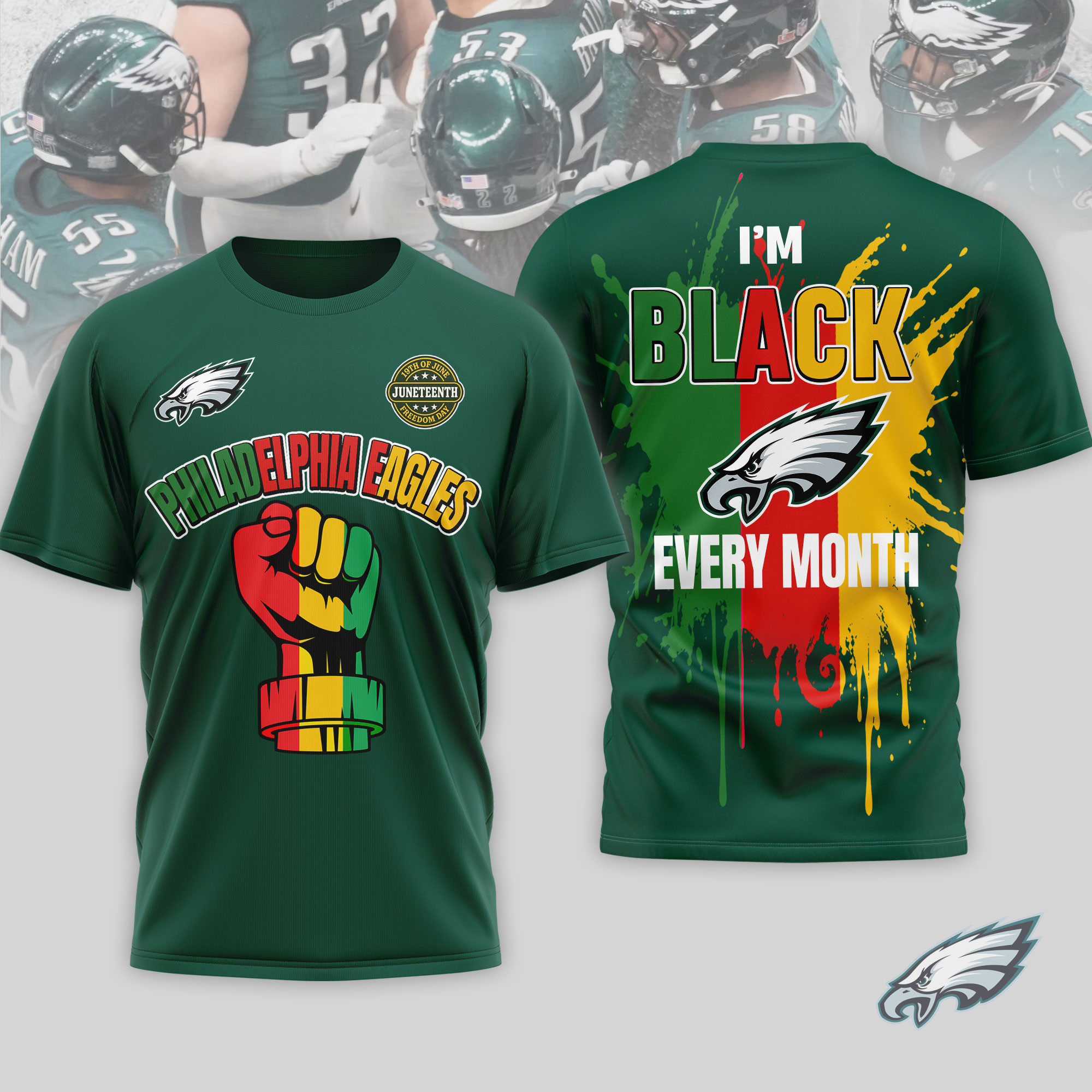 Philadelphia Eagles x Premium NFL Juneteenth Freedom Day 3D T-Shirt – Limited Edition TTH200512 - Image 3