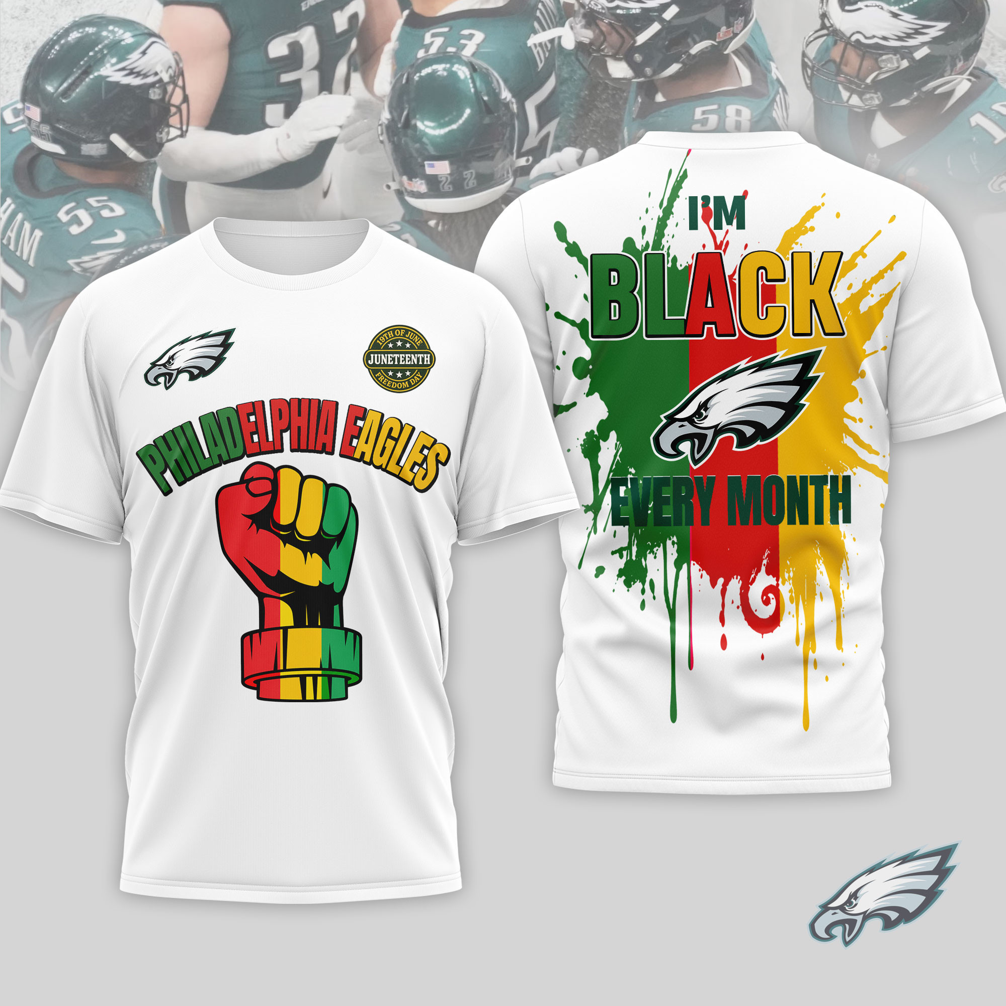 Philadelphia Eagles x Premium NFL Juneteenth Freedom Day 3D T-Shirt – Limited Edition TTH200512 - Image 2