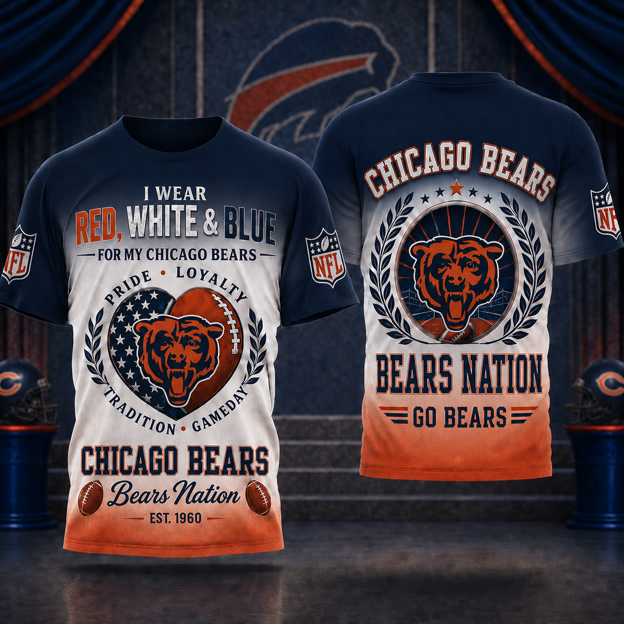 Chicago Bears x Premium NFL Pride Loyalty Tradition 3D T-Shirt – Limited Edition TTH200513