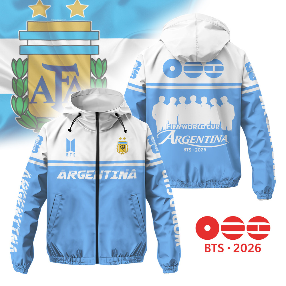 Argentina | Premium World Cup 2026 x BTS Limited Edition Windbreaker Jacket TTH200526 - Image 2