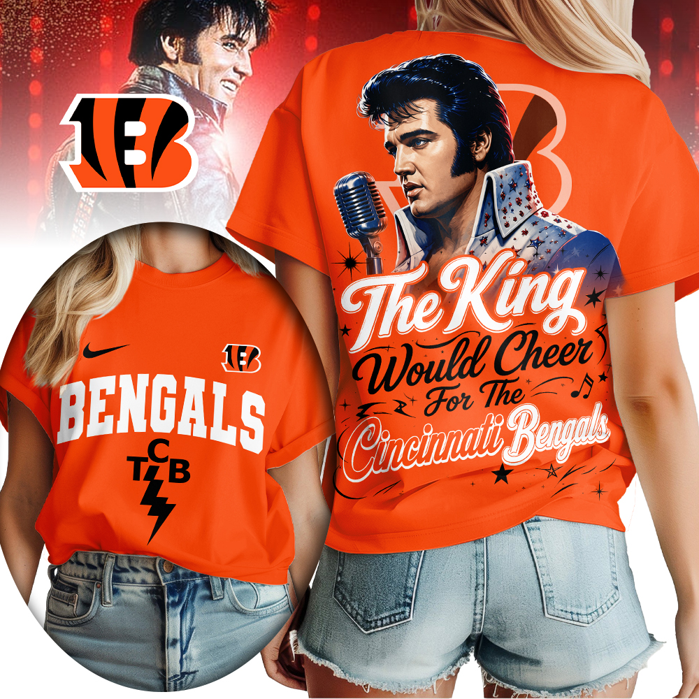 Cincinnati Bengals x Premium NFL Elvis Presley The King Women T-Shirt – Gift for Fans TTH200515 - Image 3
