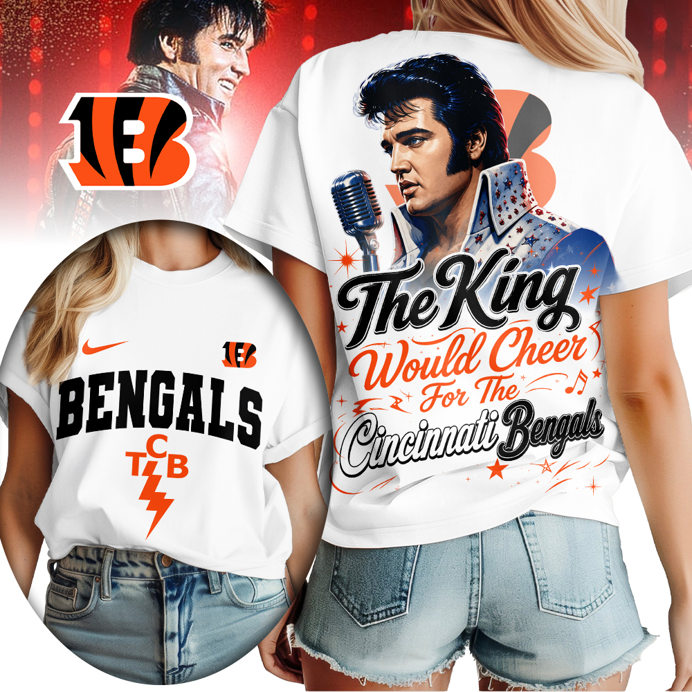 Cincinnati Bengals x Premium NFL Elvis Presley The King Women T-Shirt – Gift for Fans TTH200515 - Image 2