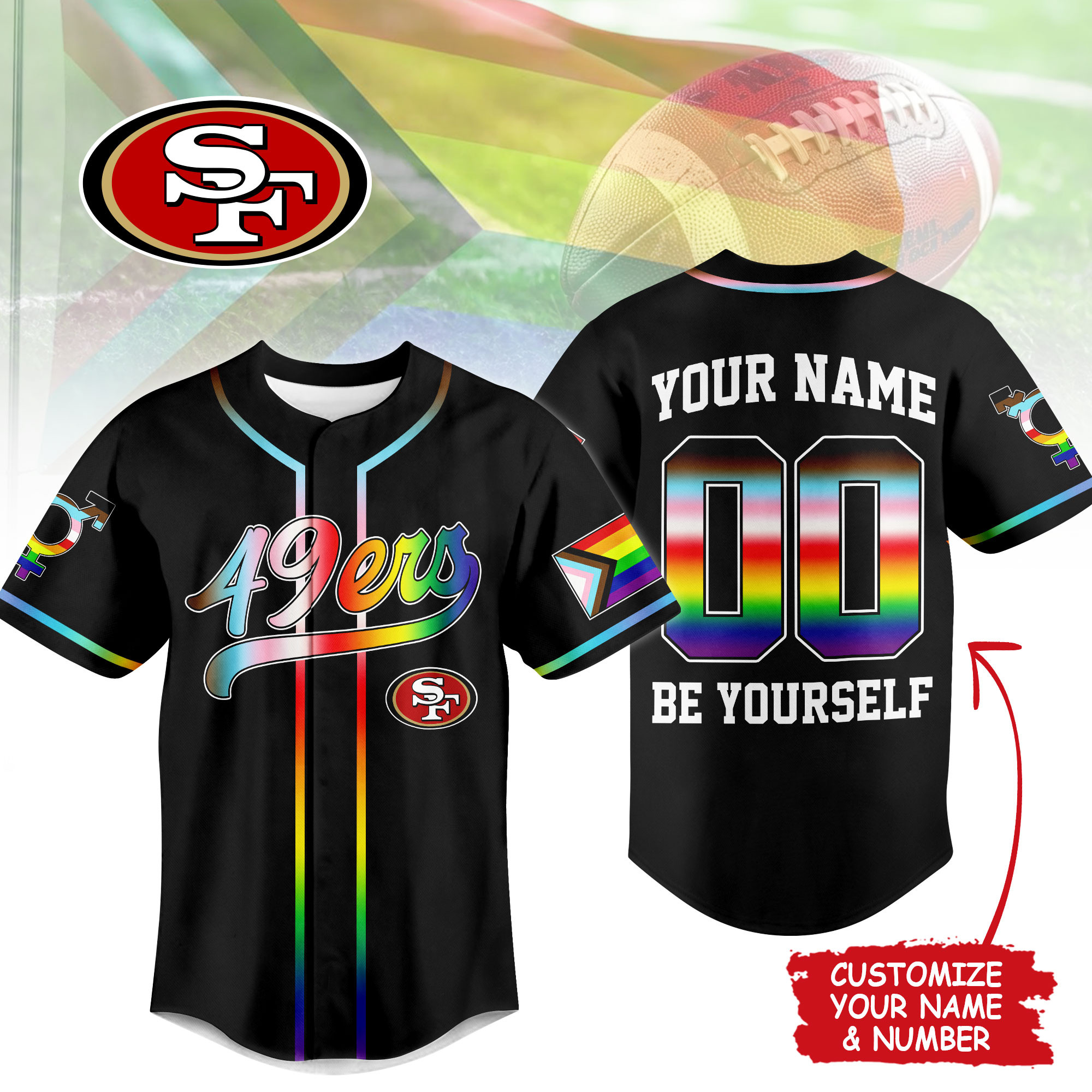 San Francisco 49ers | Premium NFL Pride Month Limited Edition Jersey TTH200534 - Image 2