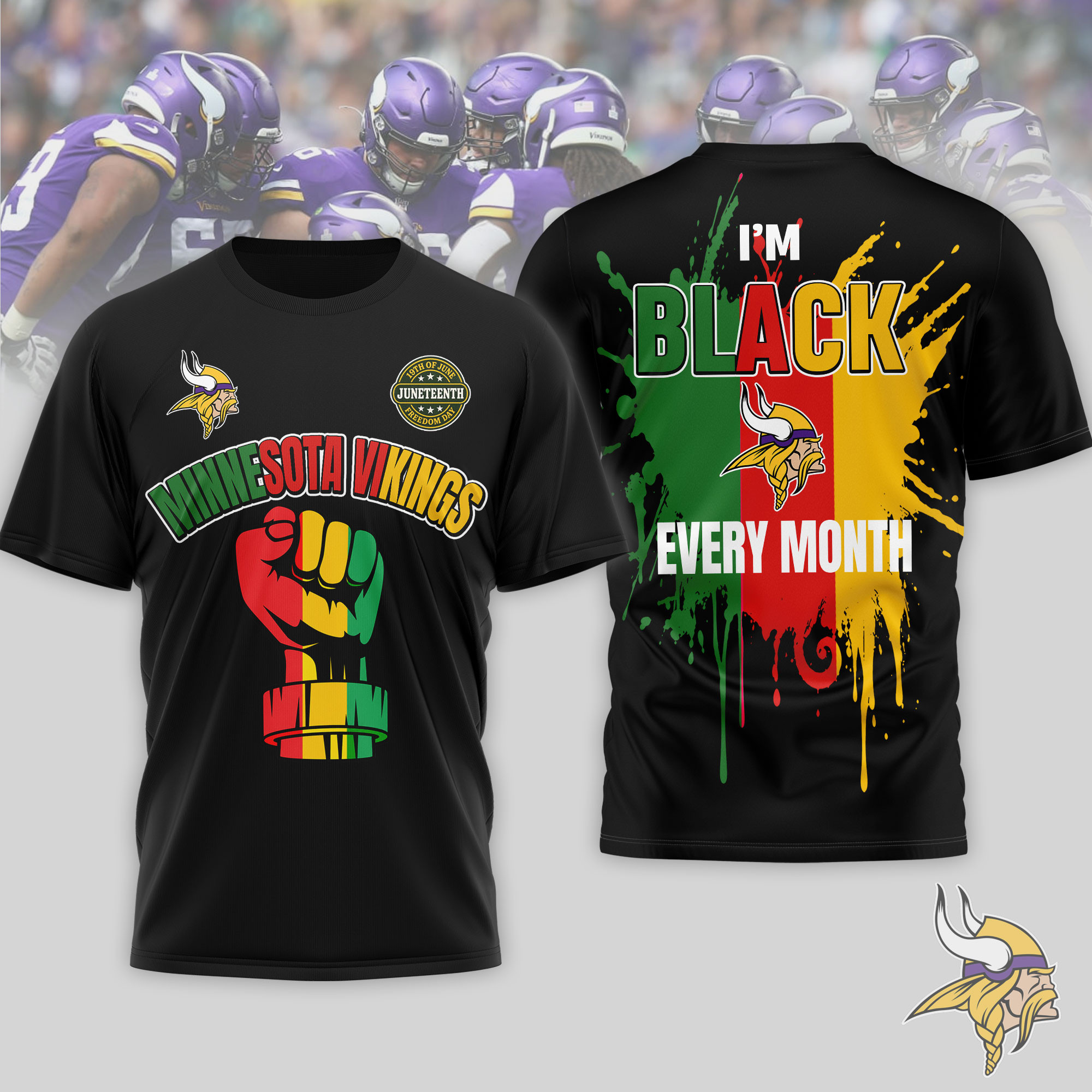 Minnesota Vikings x Premium NFL Juneteenth Freedom Day 3D T-Shirt – Limited Edition TTH200512