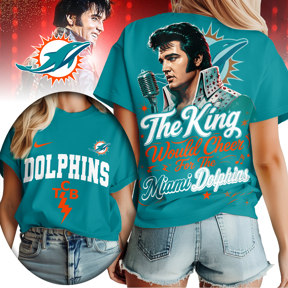Miami Dolphins x Premium NFL Elvis Presley The King Women T-Shirt – Gift for Fans TTH200515 - Image 3