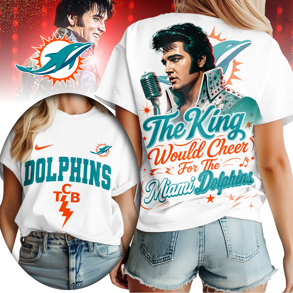 Miami Dolphins x Premium NFL Elvis Presley The King Women T-Shirt – Gift for Fans TTH200515 - Image 2