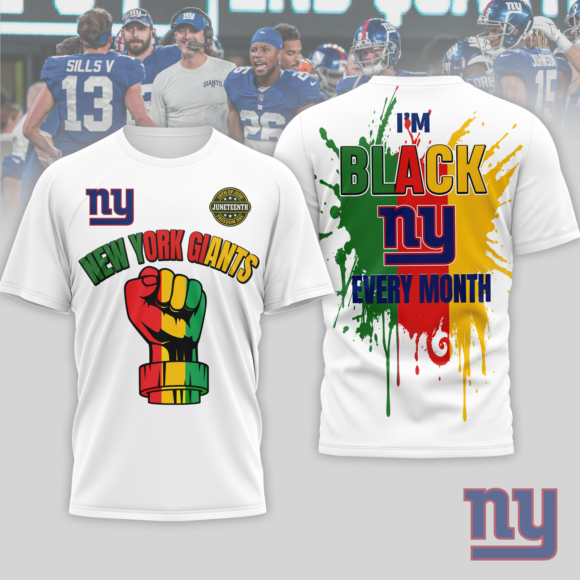 New York Giants x Premium NFL Juneteenth Freedom Day 3D T-Shirt – Limited Edition TTH200512 - Image 2