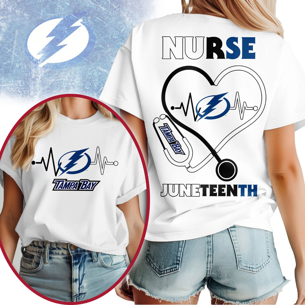 Tampa Bay Lightning | Premium NHL Nurse Appreciation Juneteenth 3D Shirt TTH200533 - Image 2
