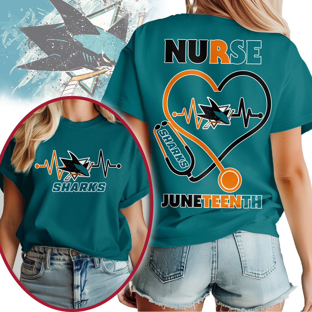 San Jose Sharks | Premium NHL Nurse Appreciation Juneteenth 3D Shirt TTH200533 - Image 3