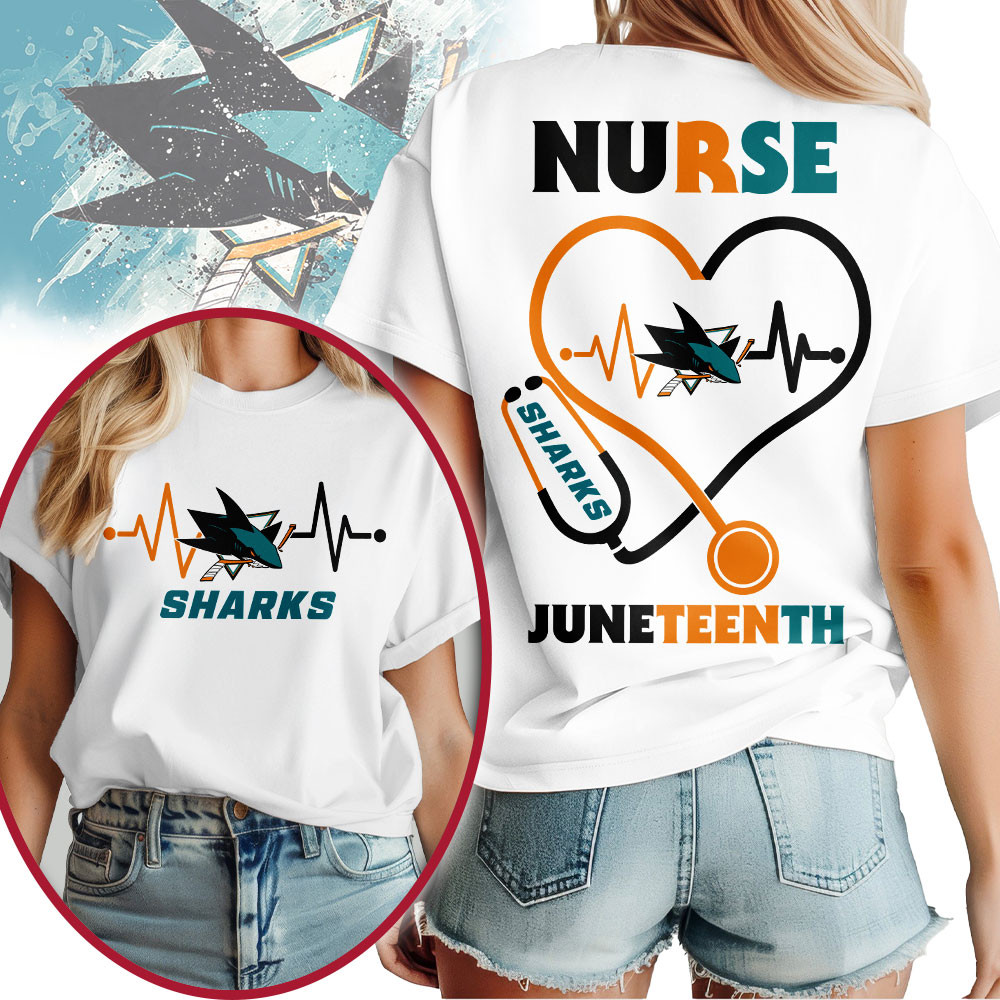 San Jose Sharks | Premium NHL Nurse Appreciation Juneteenth 3D Shirt TTH200533 - Image 2