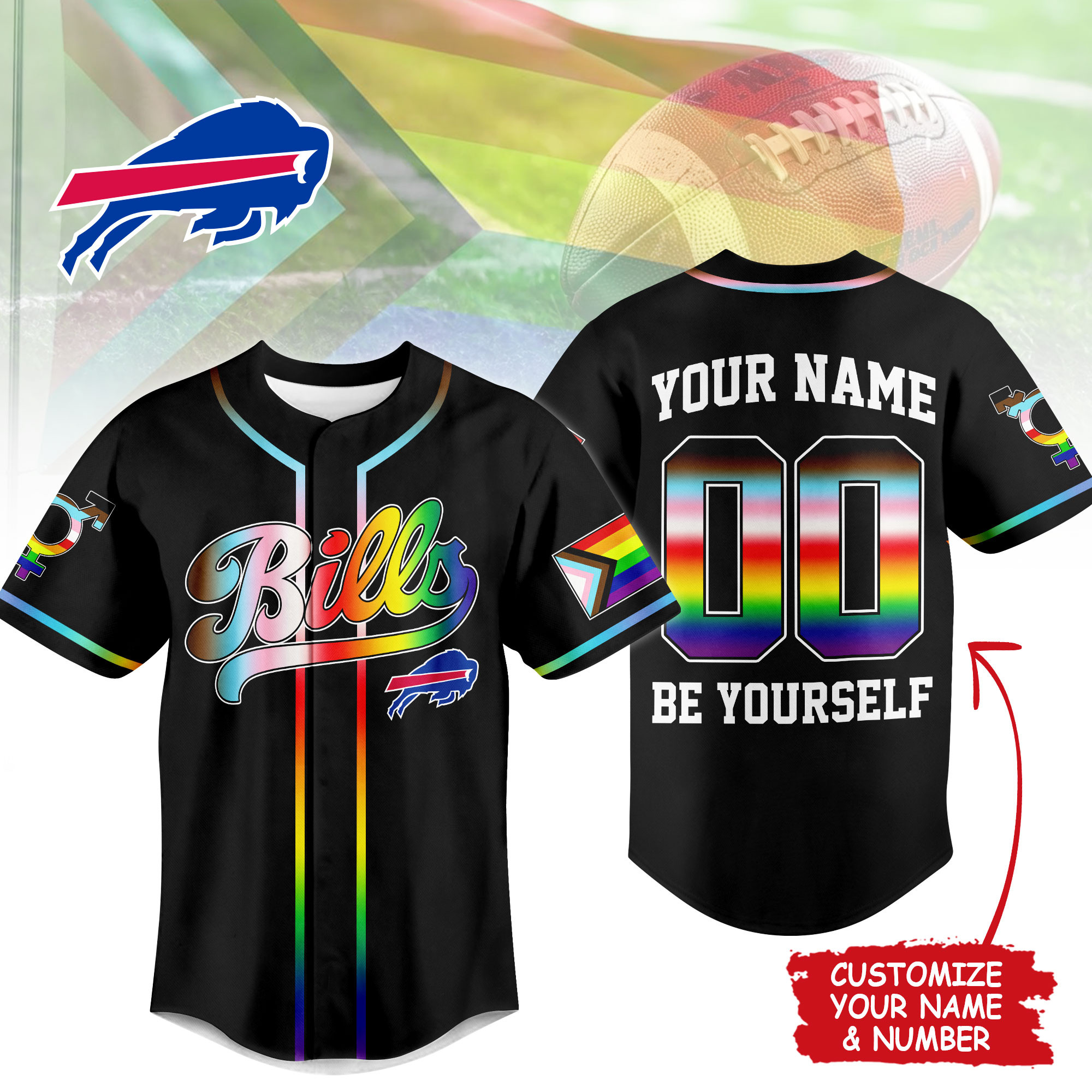 Buffalo Bills | Premium NFL Pride Month Limited Edition Jersey TTH200534 - Image 2