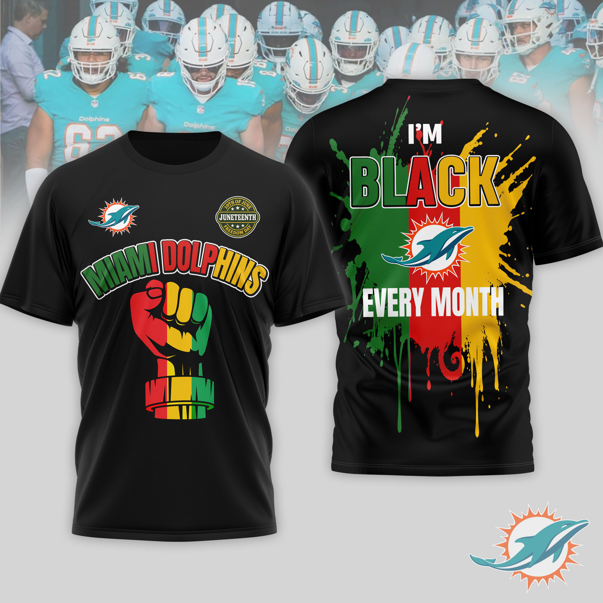 Miami Dolphins x Premium NFL Juneteenth Freedom Day 3D T-Shirt – Limited Edition TTH200512