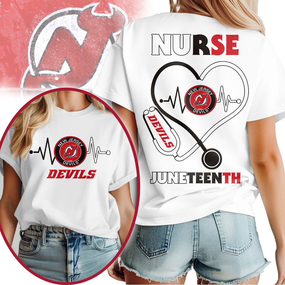 New Jersey Devils | Premium NHL Nurse Appreciation Juneteenth 3D Shirt TTH200533 - Image 2