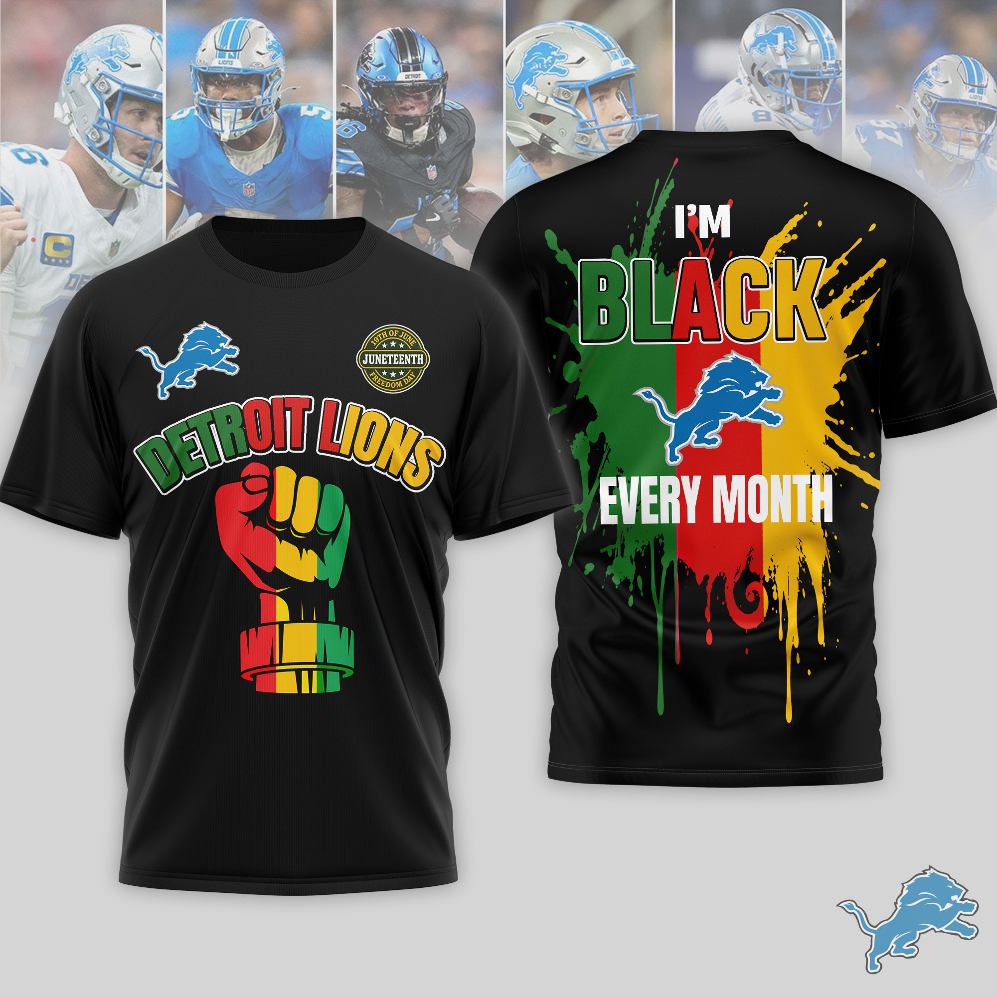 Detroit Lions x Premium NFL Juneteenth Freedom Day 3D T-Shirt – Limited Edition TTH200512