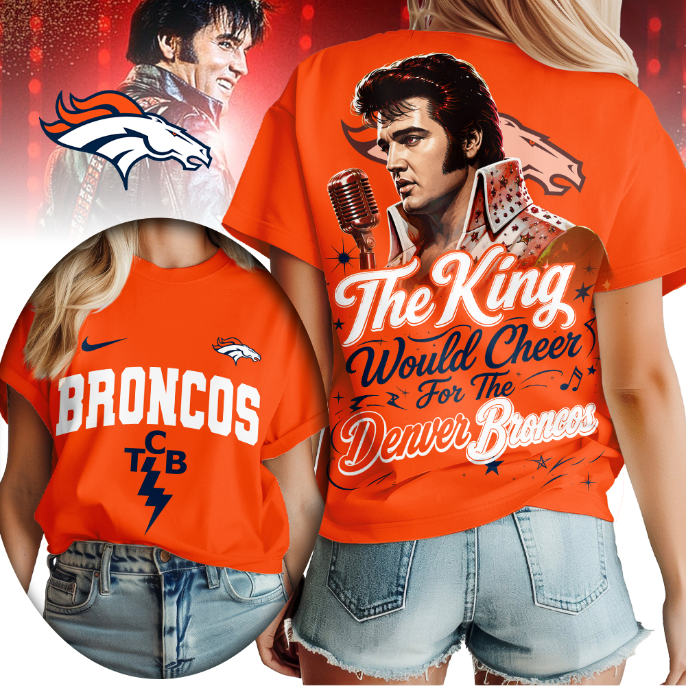 Denver Broncos x Premium NFL Elvis Presley The King Women T-Shirt – Gift for Fans TTH200515 - Image 3