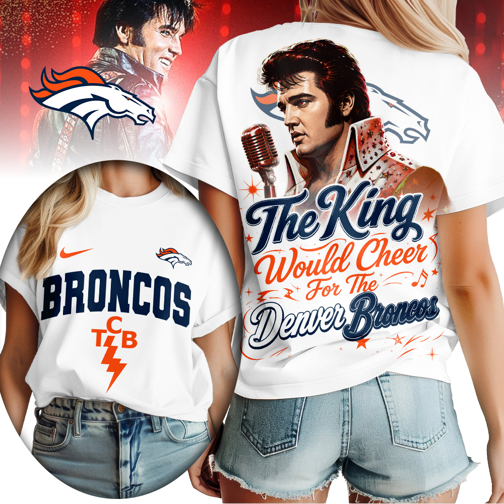 Denver Broncos x Premium NFL Elvis Presley The King Women T-Shirt – Gift for Fans TTH200515 - Image 2