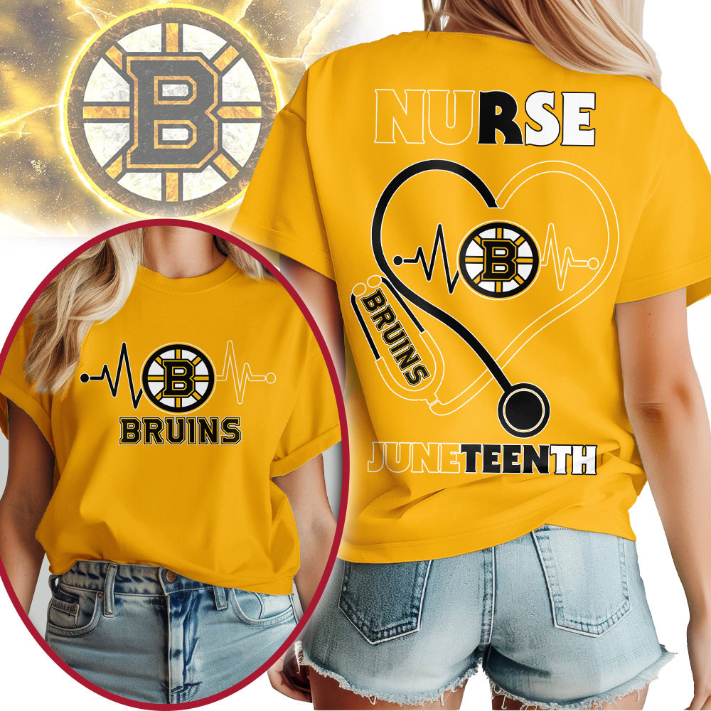 Boston Bruins | Premium NHL Nurse Appreciation Juneteenth 3D Shirt TTH200533 - Image 3