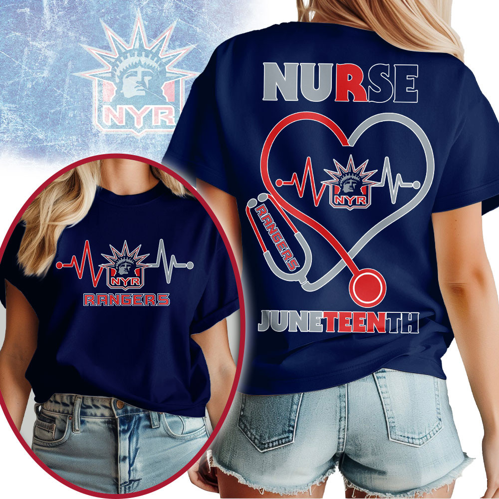 New York Rangers | Premium NHL Nurse Appreciation Juneteenth 3D Shirt TTH200533 - Image 3