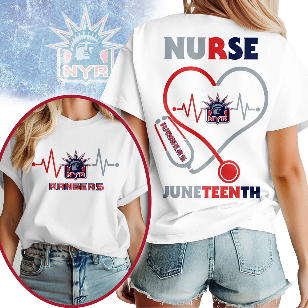 New York Rangers | Premium NHL Nurse Appreciation Juneteenth 3D Shirt TTH200533 - Image 2