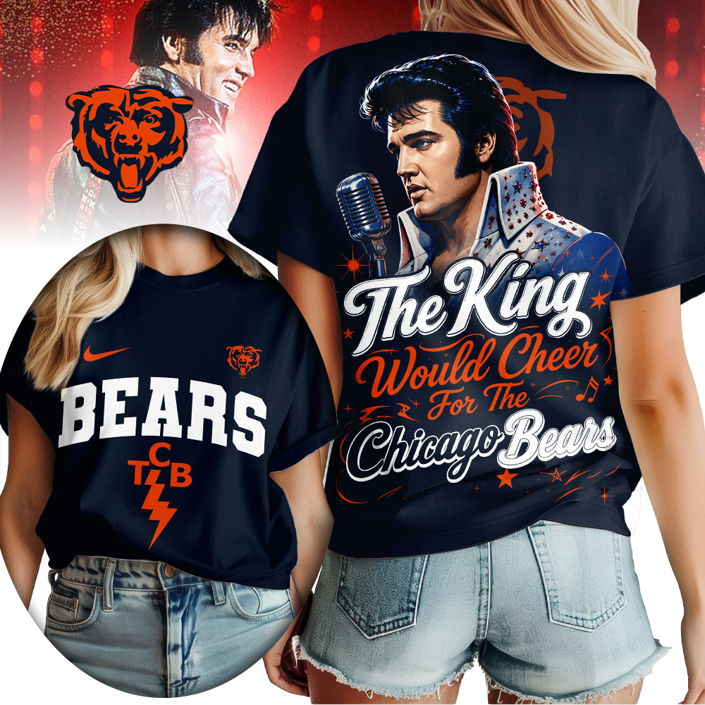 Chicago Bears x Premium NFL Elvis Presley The King Women T-Shirt – Gift for Fans TTH200515 - Image 3