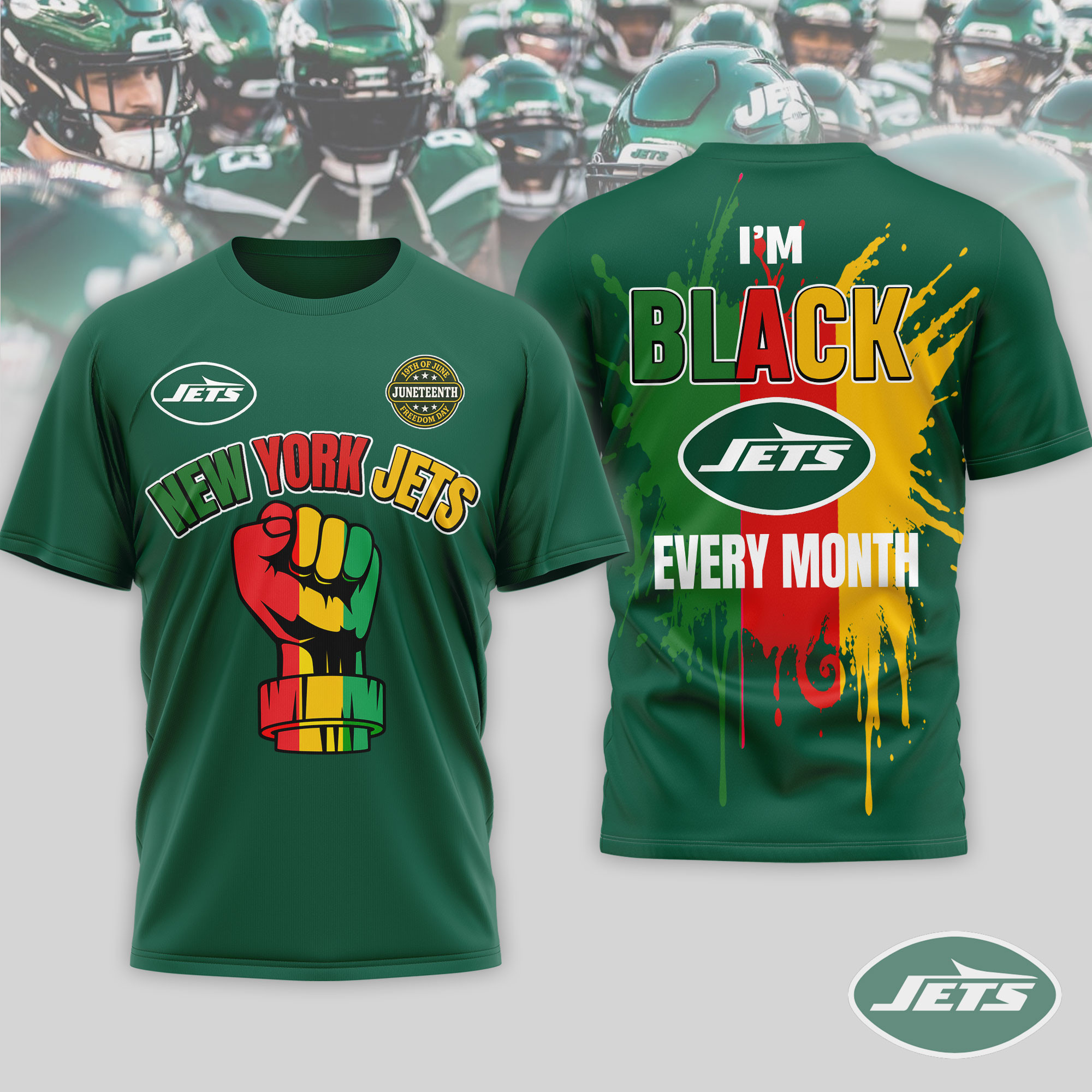 New York Jets x Premium NFL Juneteenth Freedom Day 3D T-Shirt – Limited Edition TTH200512 - Image 3