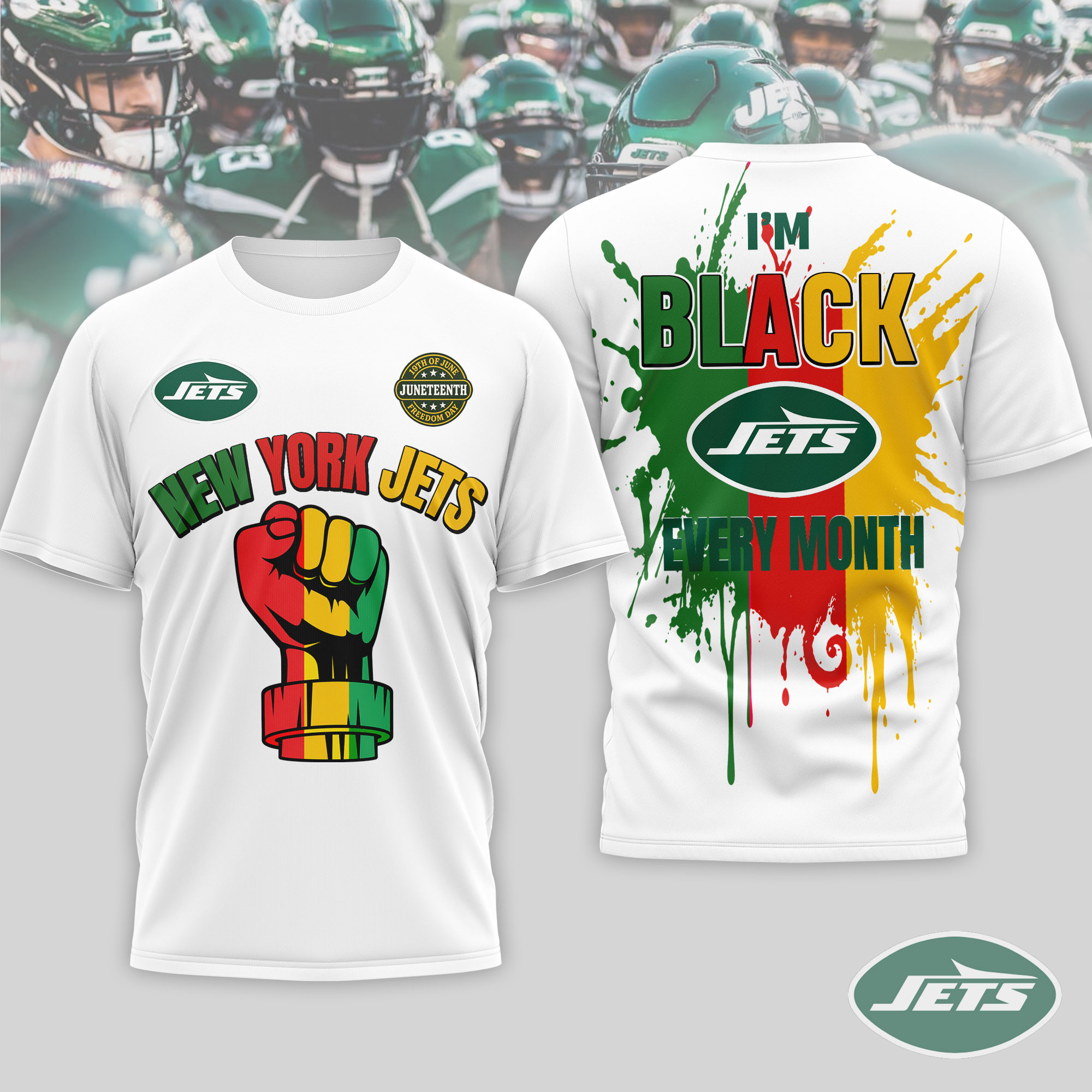New York Jets x Premium NFL Juneteenth Freedom Day 3D T-Shirt – Limited Edition TTH200512 - Image 2