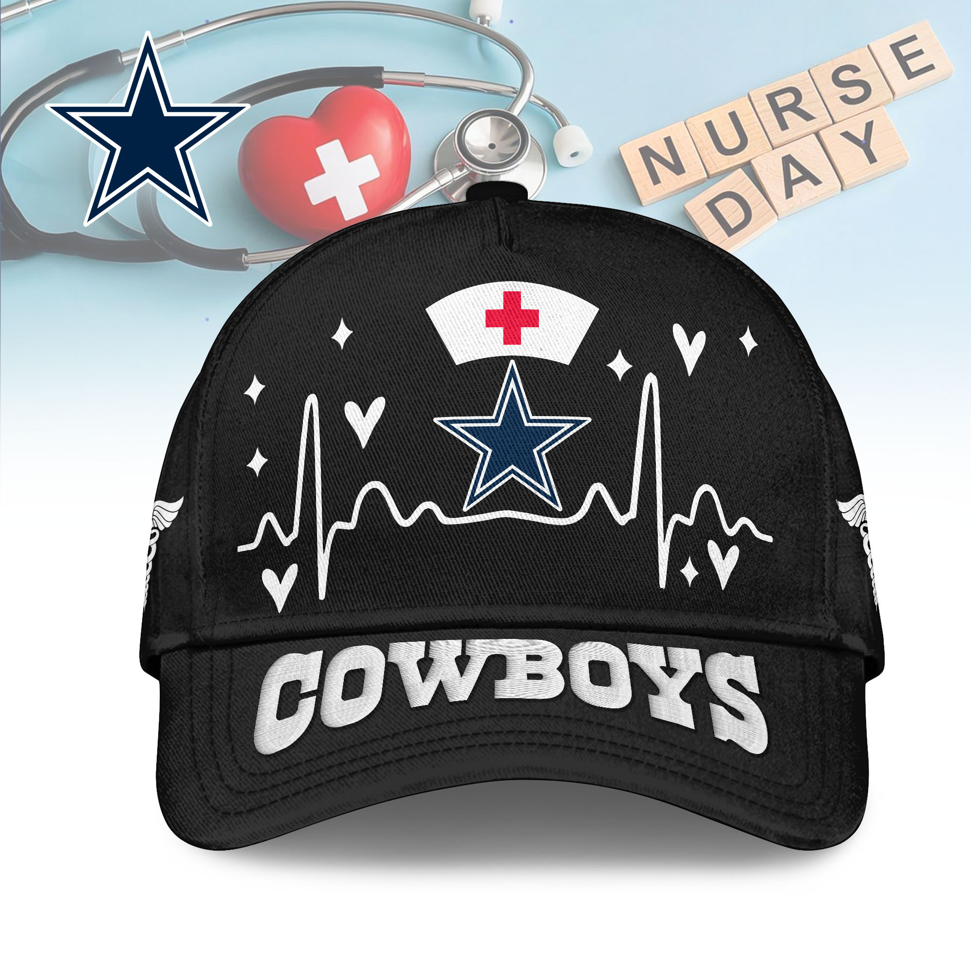 Dallas Cowboys | Premium NFL Nurse Vibes Cap TTH200541 - Image 2