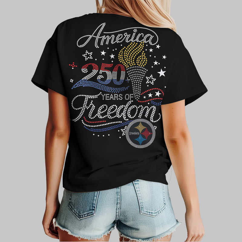 Pittsburgh Steelers x Premium NFL 250 Years Independence Day Rhinestone Dot 3D Shirt – Limited Edition TTH200520
