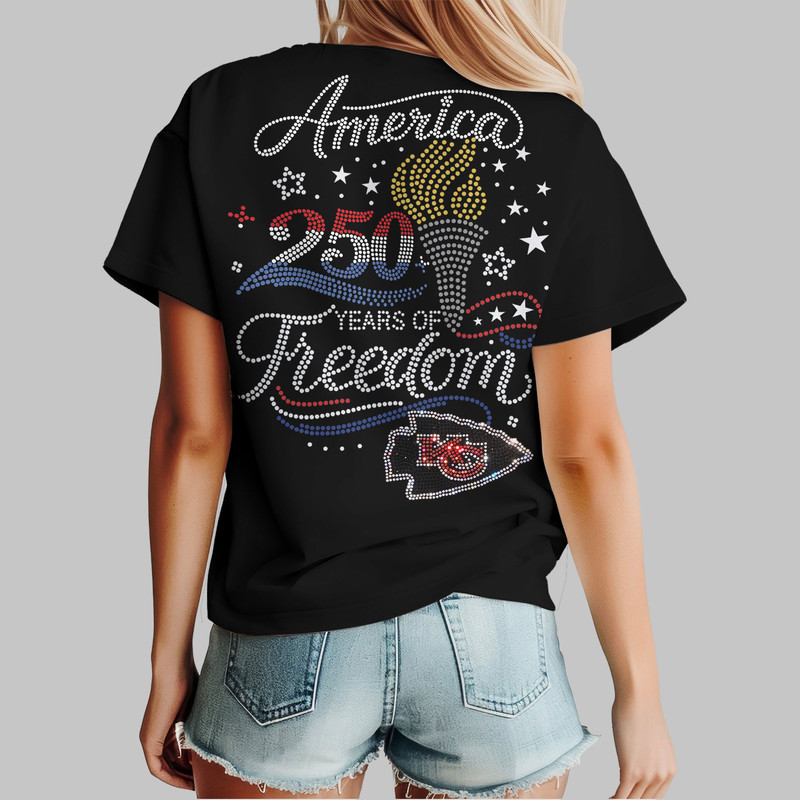 Kansas City Chiefs x Premium NFL 250 Years Independence Day Rhinestone Dot 3D Shirt – Limited Edition TTH200520