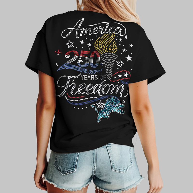 Detroit Lions x Premium NFL 250 Years Independence Day Rhinestone Dot 3D Shirt – Limited Edition TTH200520