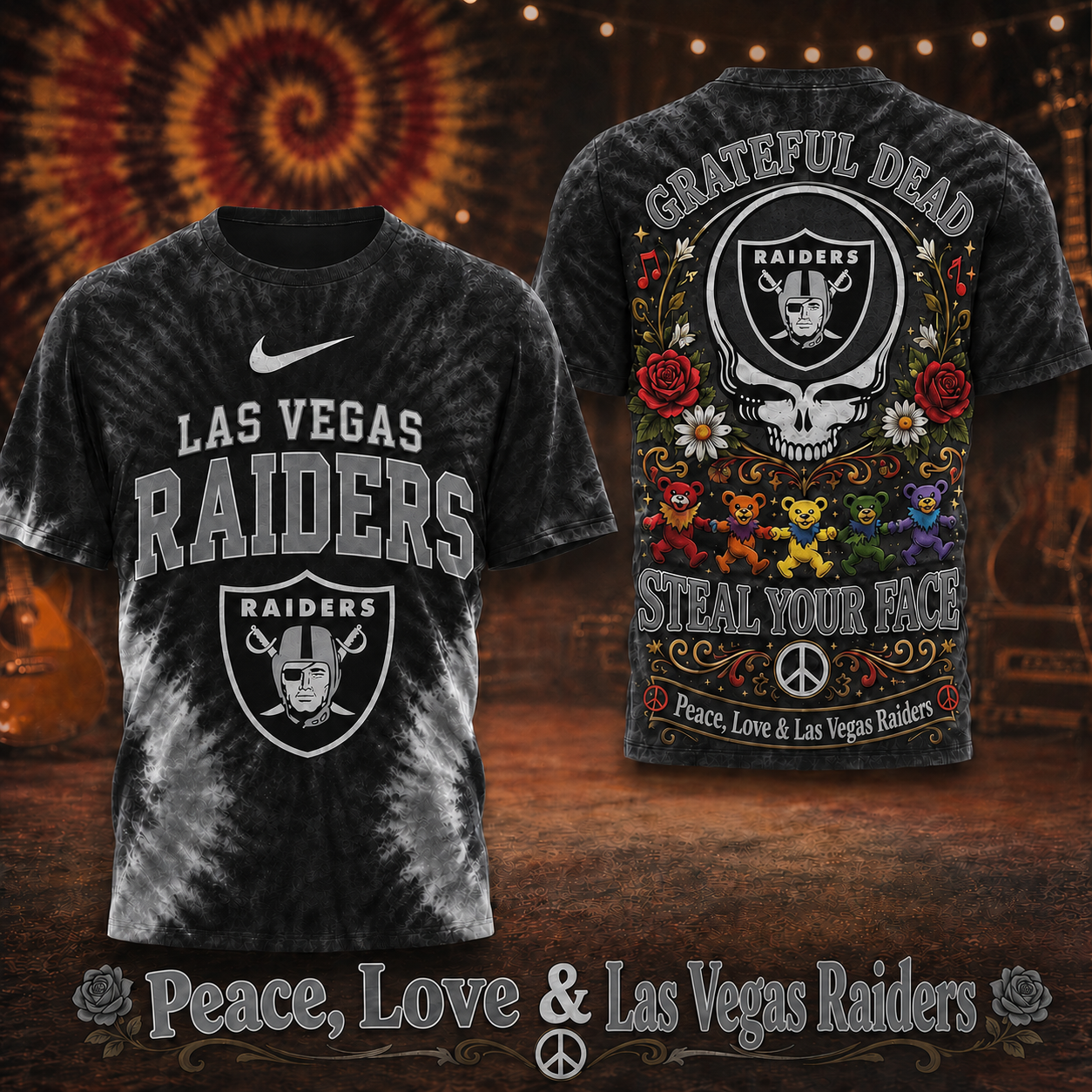 Las Vegas Raiders x Premium NFL Peace Love Greateful 3D T-Shirt – Limited Edition TTH200514