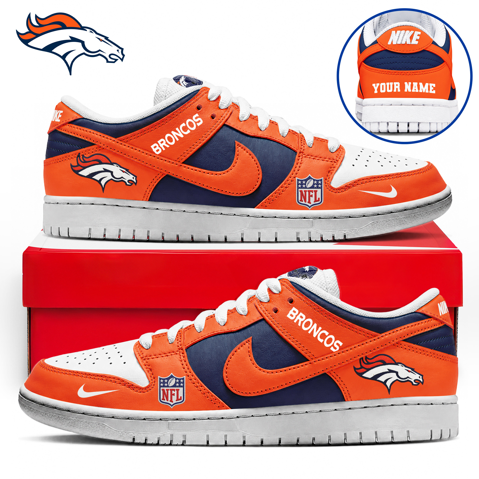 Denver Broncos x Premium NFL Dunk Low Shoes Limited Edition TTH190517 - Image 2