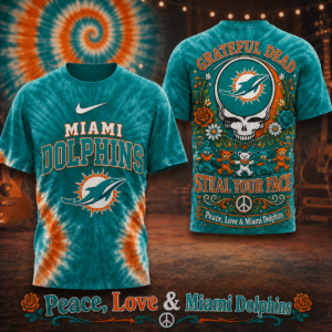Miami Dolphins x Premium NFL Peace Love Greateful 3D T-Shirt – Limited Edition TTH200514