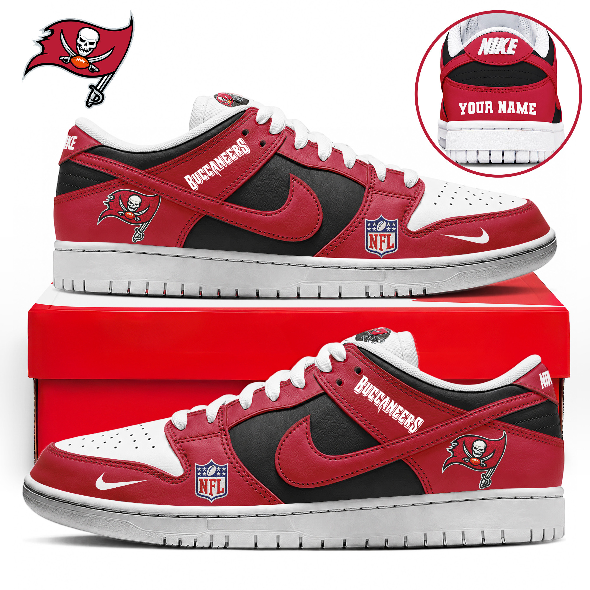 Tampa Bay Buccaneers x Premium NFL Dunk Low Shoes Limited Edition TTH190517 - Image 2