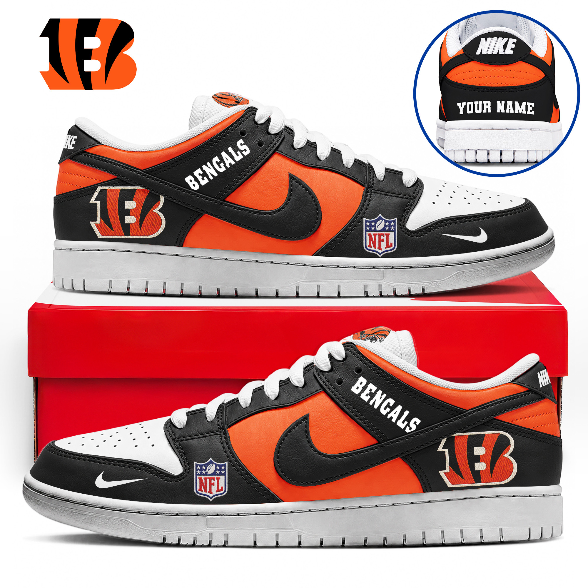 Cincinnati Bengals x Premium NFL Dunk Low Shoes Limited Edition TTH190517 - Image 2