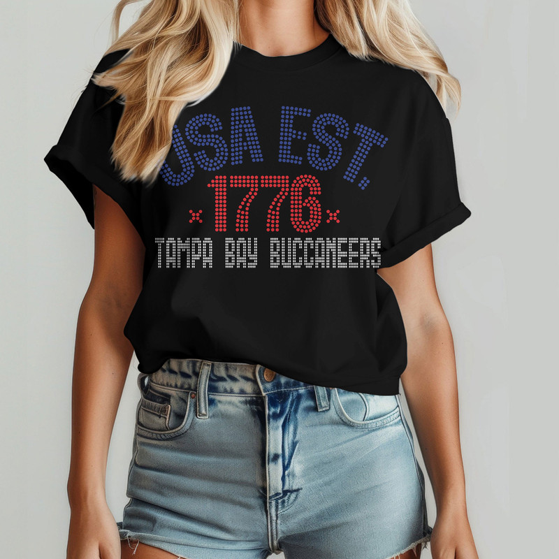 Tampa Bay Buccaneers x Premium NFL 250 Years Independence Day Rhinestone Dot 3D Shirt – Limited Edition TTH200520 - Image 3