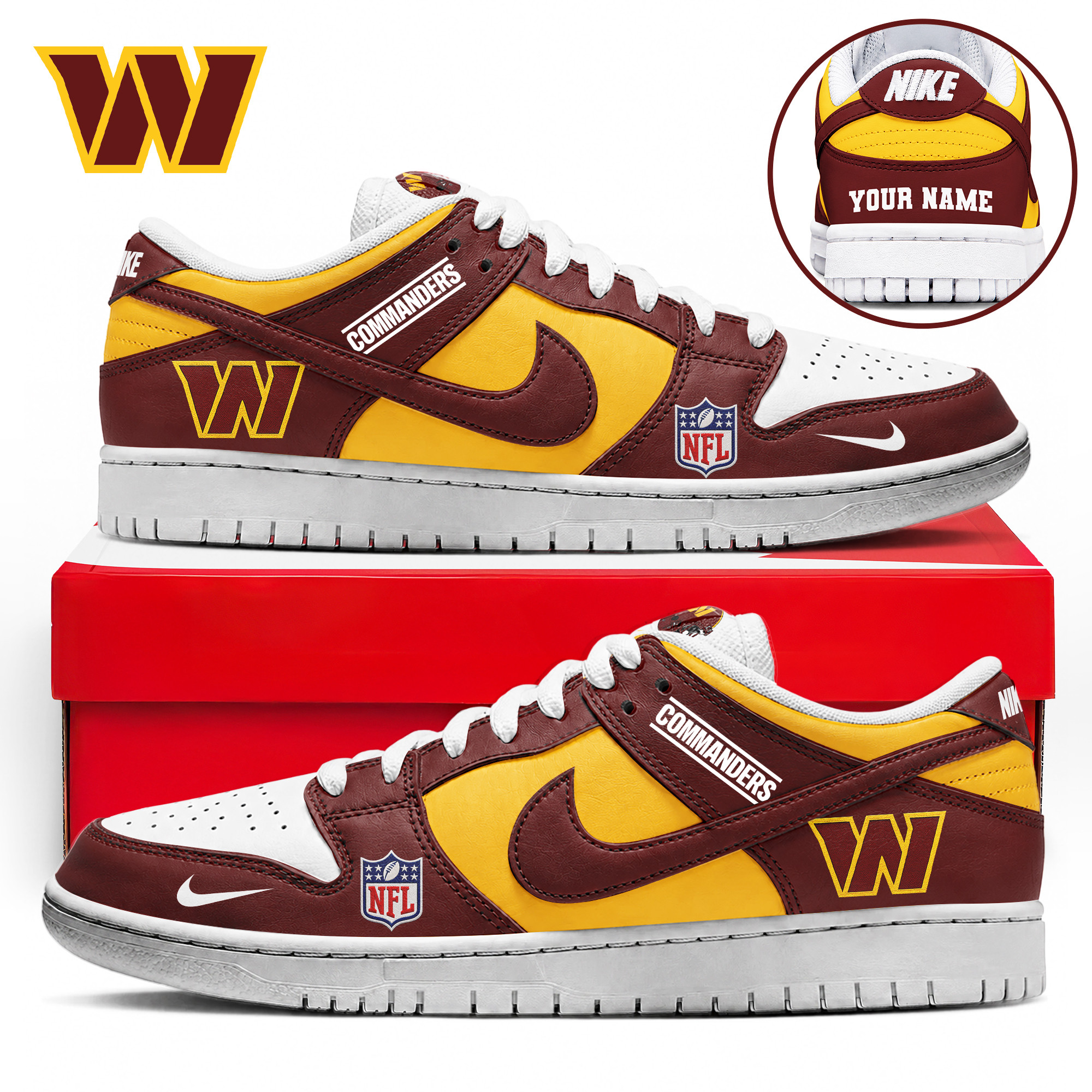 Washington Commanders x Premium NFL Dunk Low Shoes Limited Edition TTH190517 - Image 2