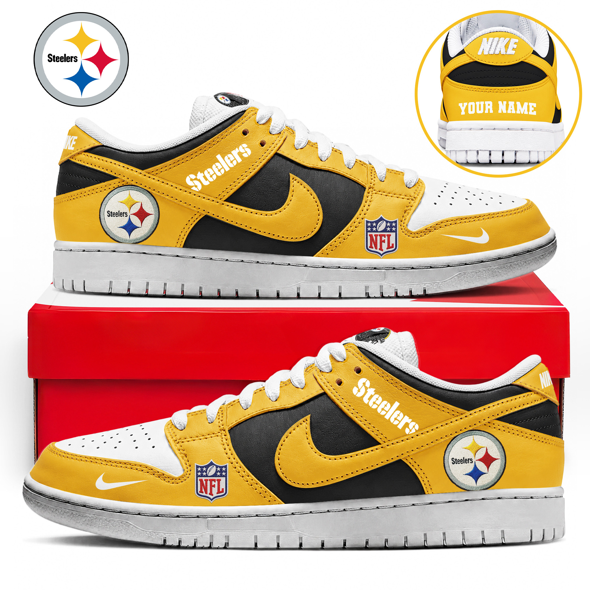 Pittsburgh Steelers x Premium NFL Dunk Low Shoes Limited Edition TTH190517 - Image 2