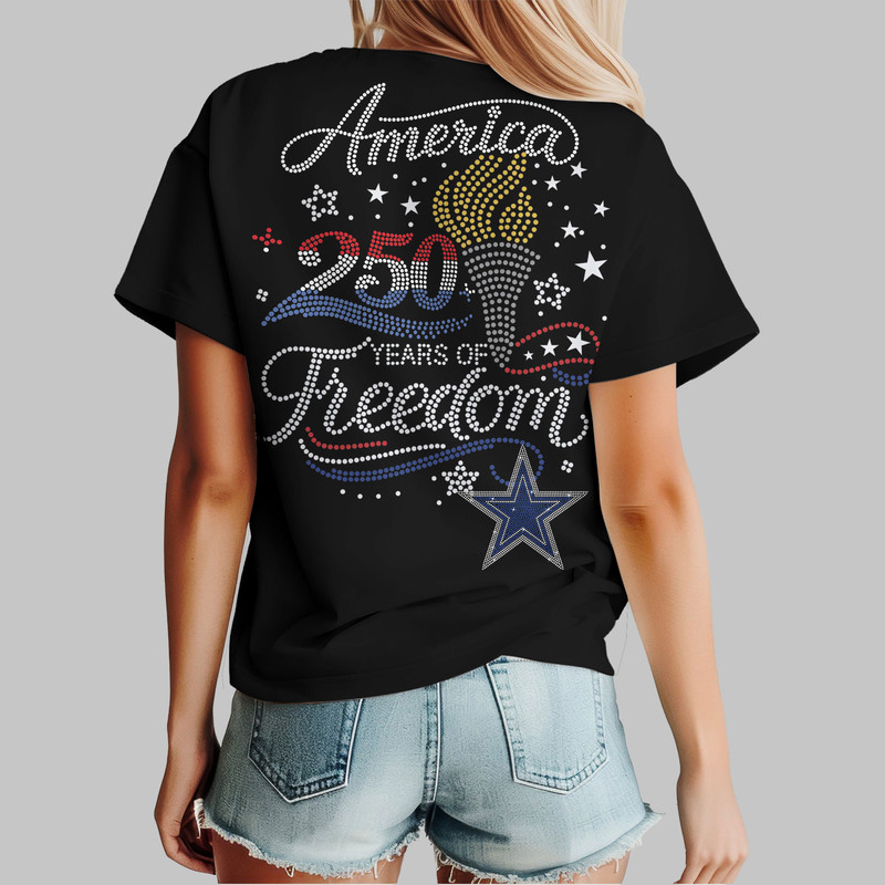 Dallas Cowboys x Premium NFL 250 Years Independence Day Rhinestone Dot 3D Shirt – Limited Edition TTH200520