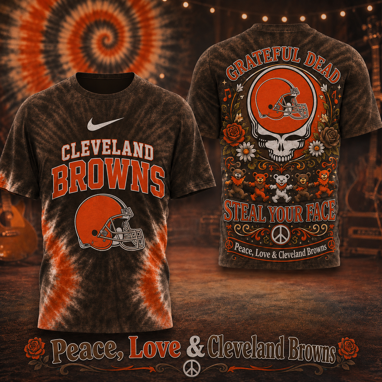 Cleveland Browns x Premium NFL Peace Love Greateful 3D T-Shirt – Limited Edition TTH200514