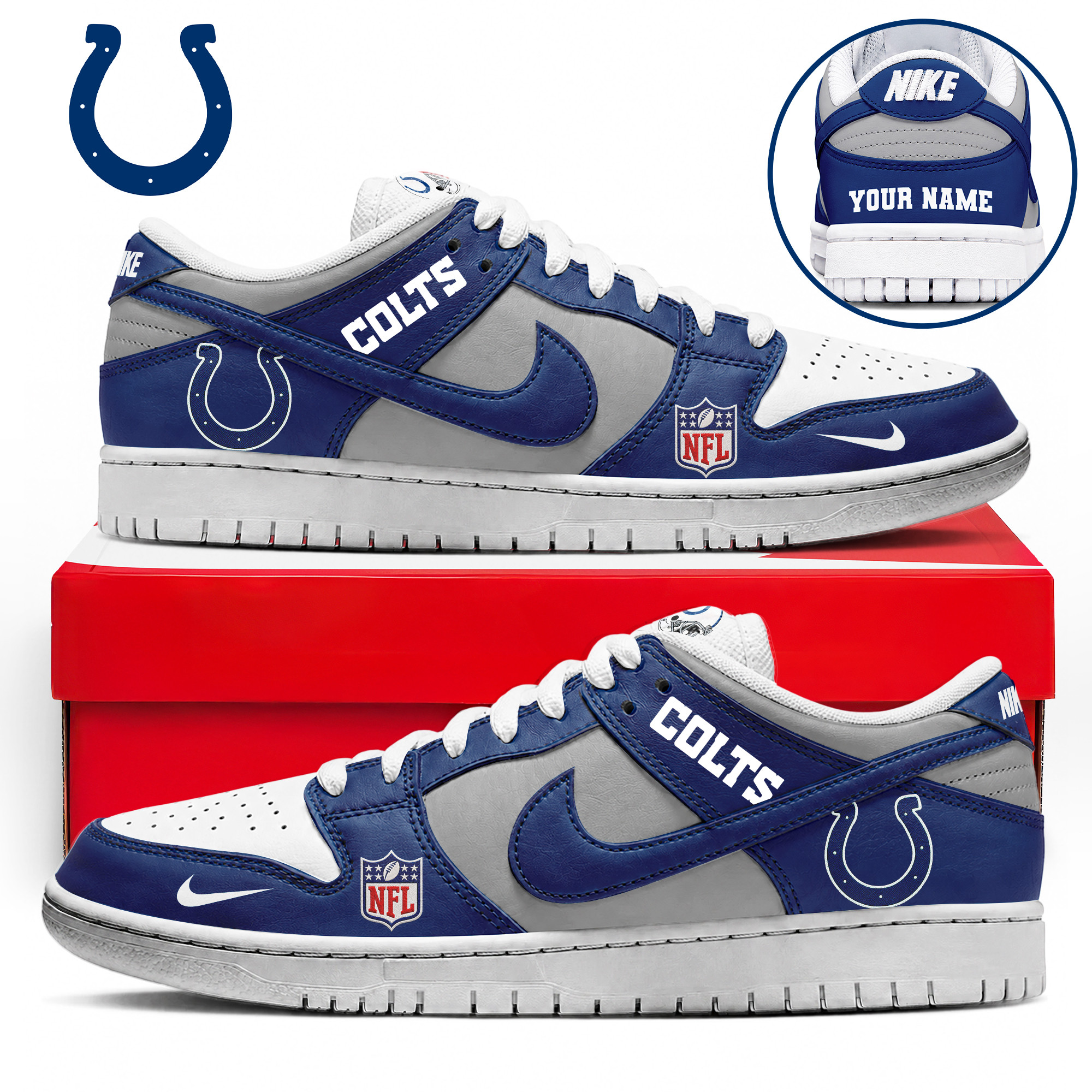 Indianapolis Colts x Premium NFL Dunk Low Shoes Limited Edition TTH190517 - Image 2