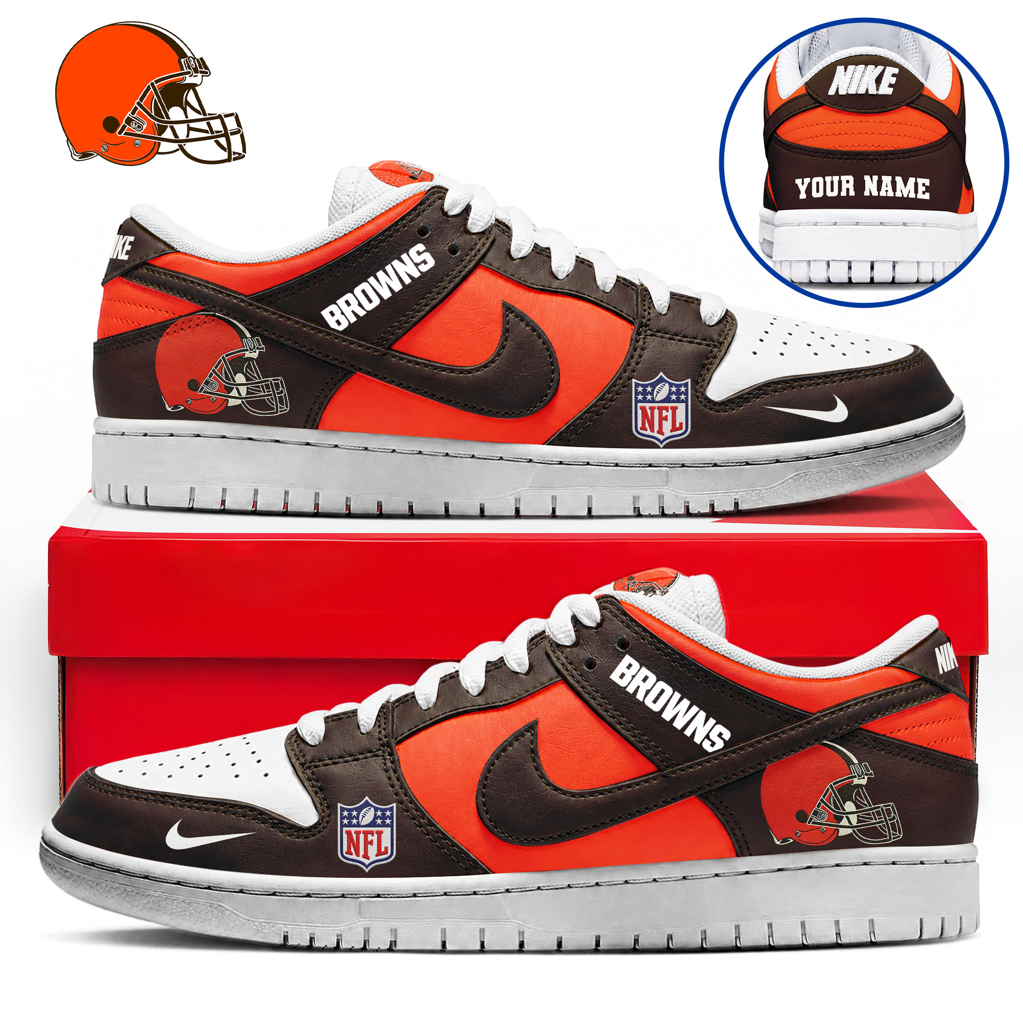 Cleveland Browns x Premium NFL Dunk Low Shoes Limited Edition TTH190517 - Image 2